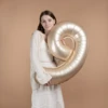 Шар (40''/102 см) Цифра, 9 Slim, Звездное Золото, Матовый