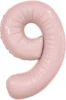 Шар (40''/102 см) Цифра, 9 Slim, Пыльная роза,